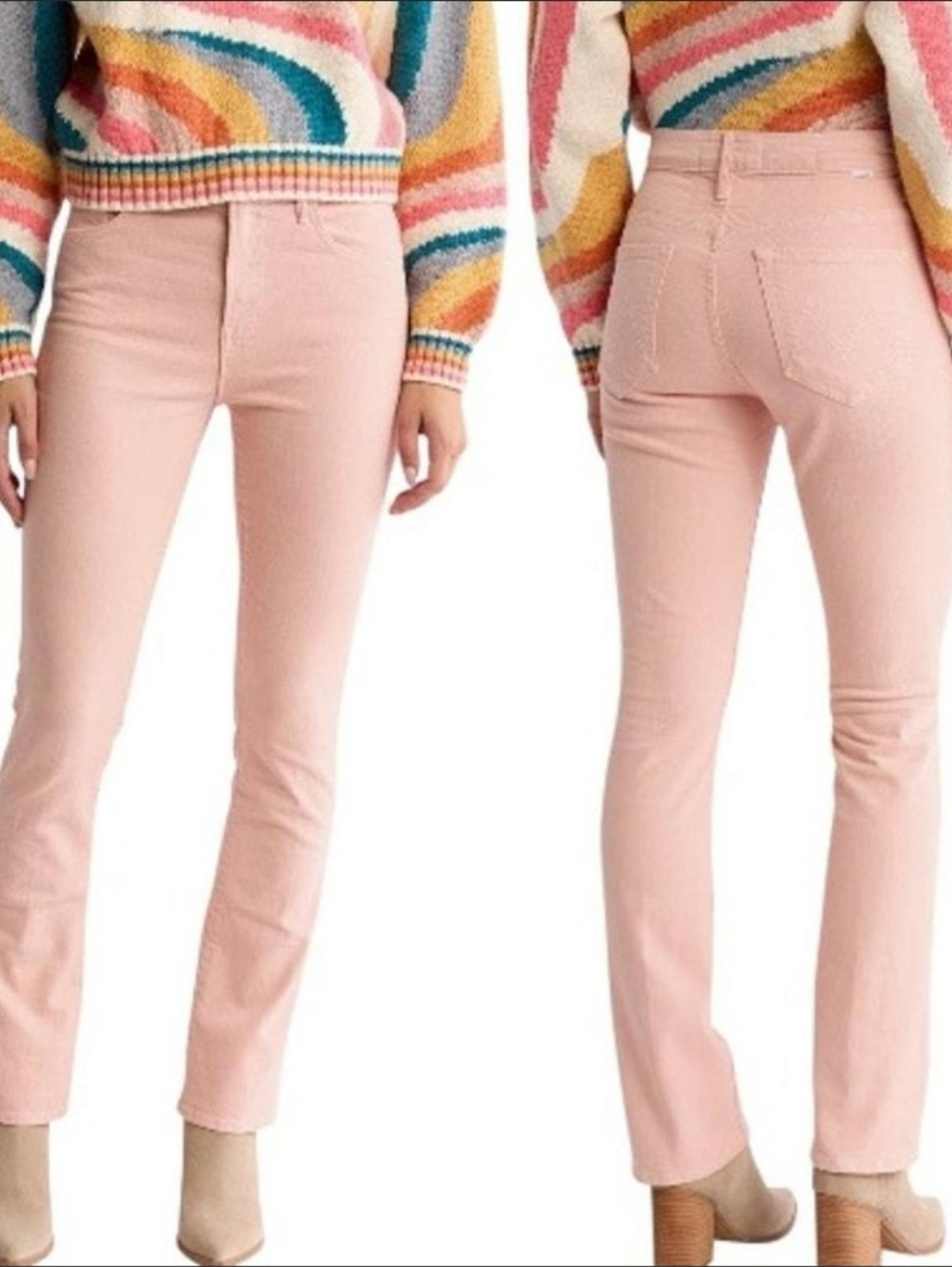 NWT~ MOTHER Superior The Insider Hover High Rise Jeans in Peach Parfait (Pink)